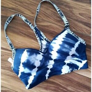 Victoria's Secret PINK Sports Bra Tie Dye Sz XS Blue White Wireless Logo Strap